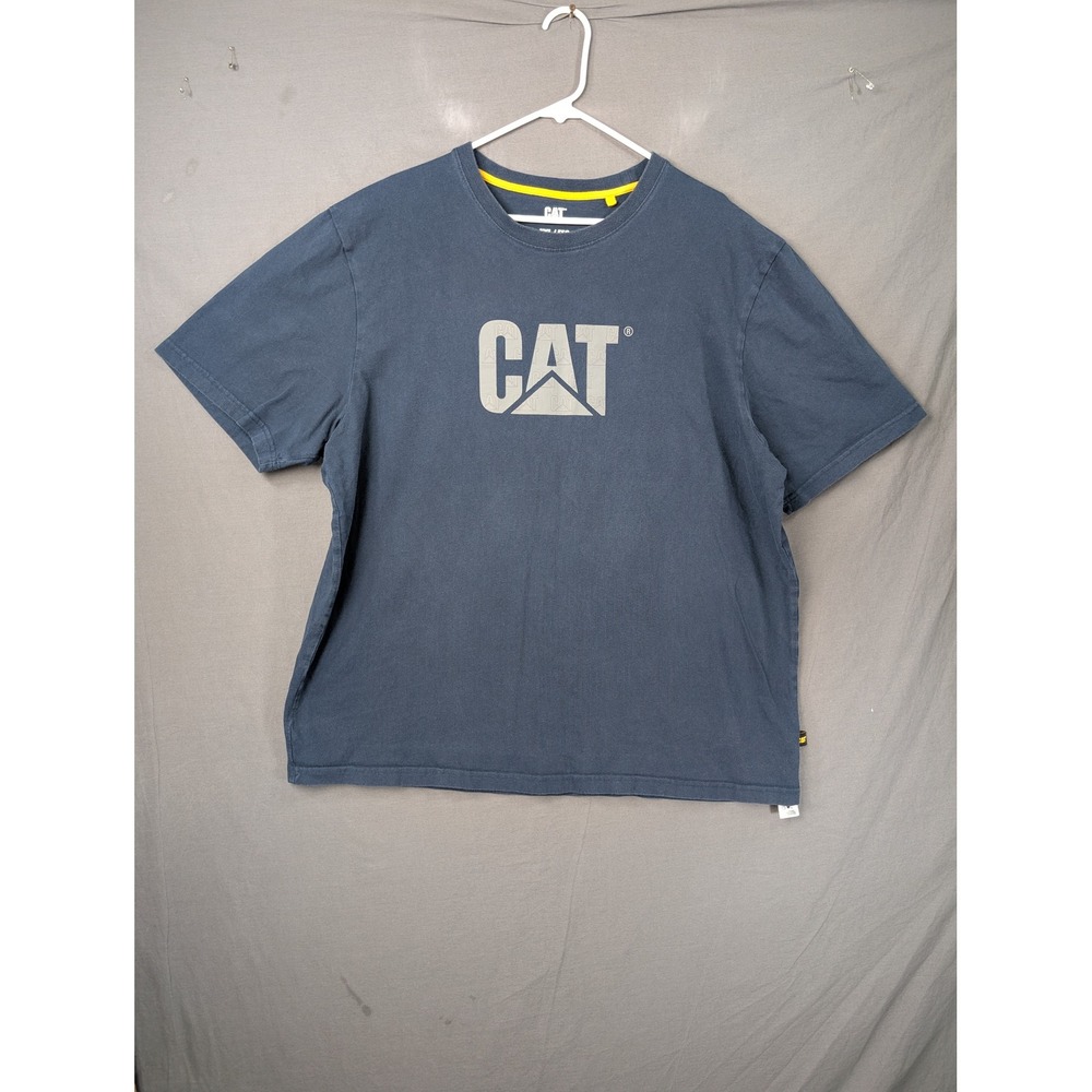 CAT Caterpillar Men's Graphic T-Shirt XXL Navy Blue Short Sleeve Cotton